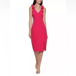 Nordstrom Eliza J Vibrant Pink Midi Dress